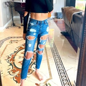 GRLFRND Karolina High Rise Distressed Jeans 25